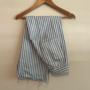 Madewell Pant Women 24 Emmett Striped Wide Leg Crop Exposed Button Fly Midrise